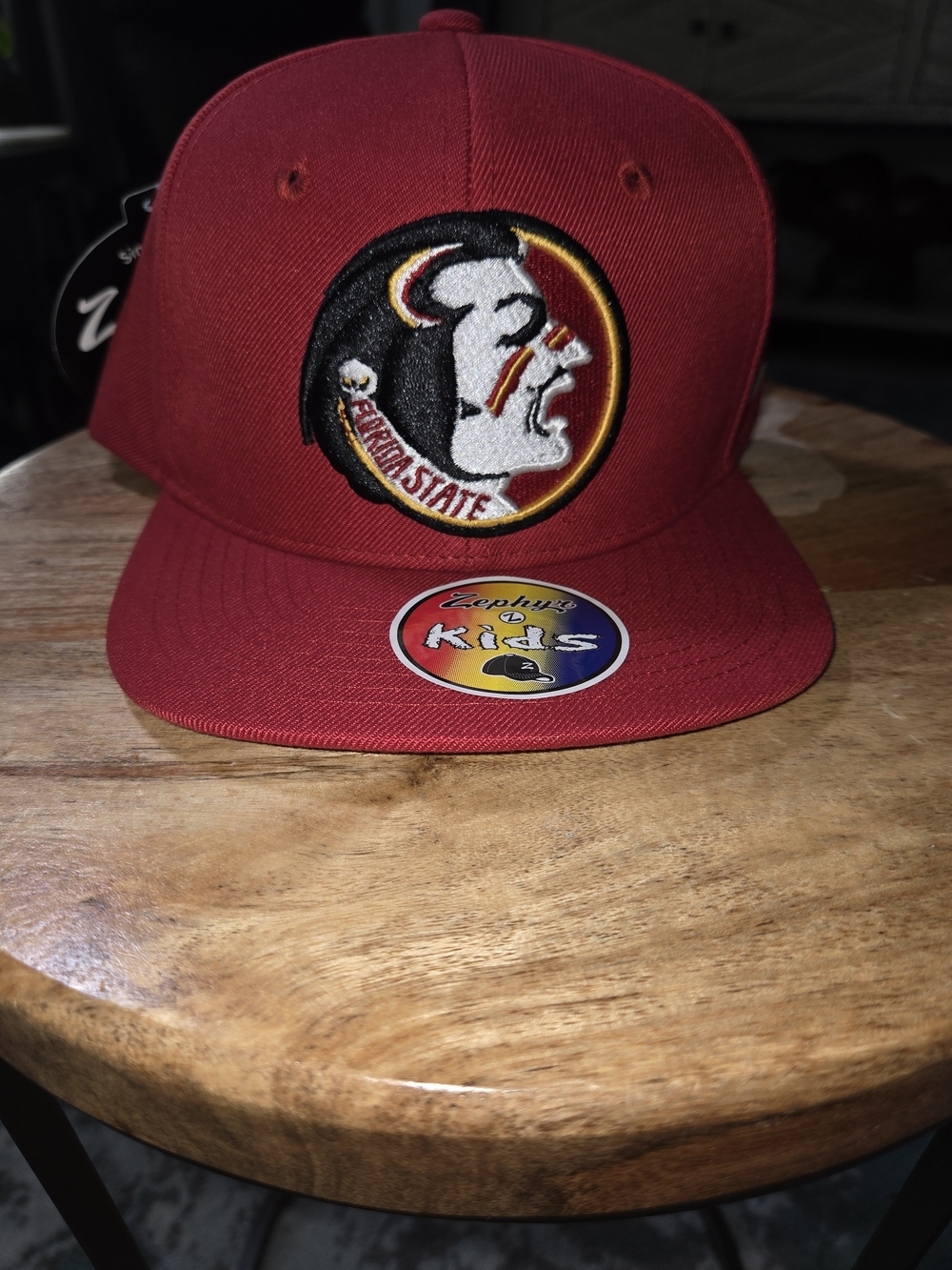 Zephyr Red Snapback Hat with White Logo Tag